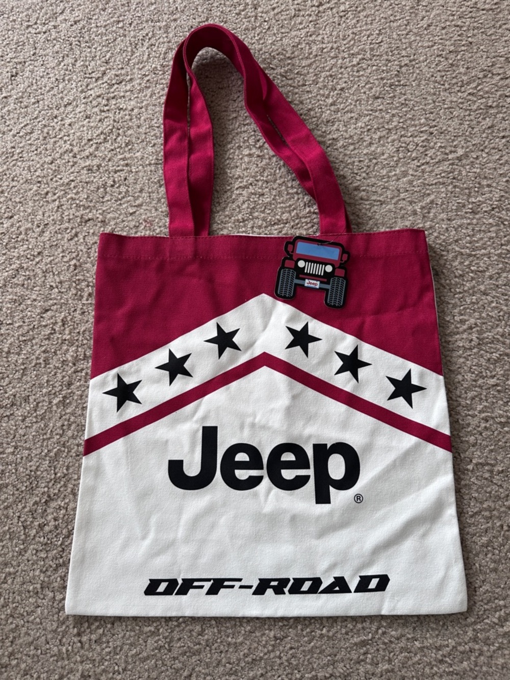 Jeep Off-Road Canvas Tote Bag - Red & White NWT